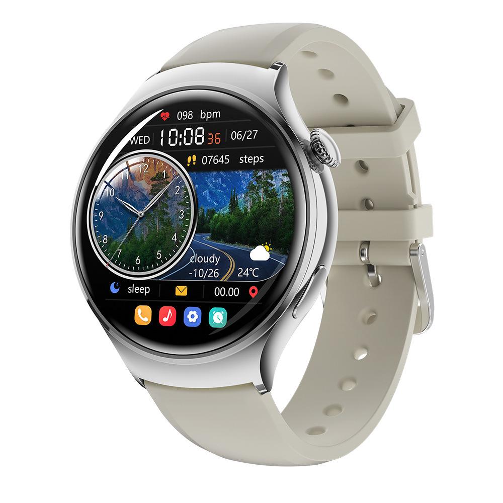 2025 Neue GPS NFC Bluetooth Anruf Smartwatch Damenuhr 4 mini Sport-Tracker Herzfrequenz Oximetrie Überwachung Gesundheit Smartwatch Frau Silicone silber