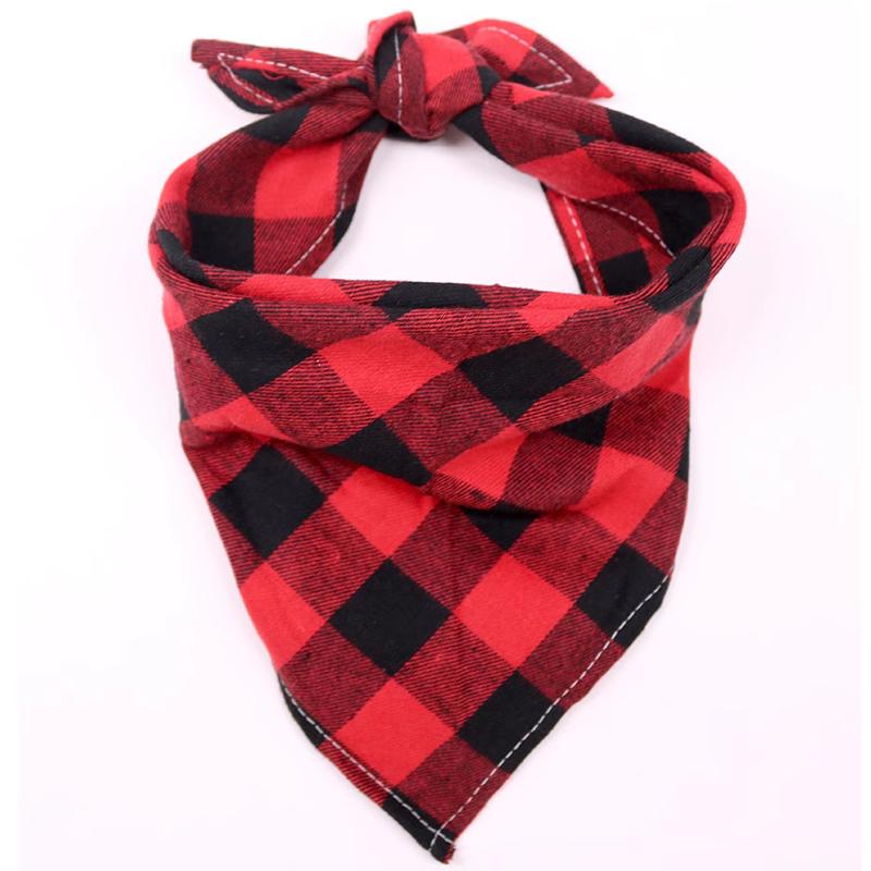 Haustier Hund Bandanas Baumwolle Karomuster Waschbar Dreieckiges Halstuch Lätzchen Fliege Halsband Speichelhandtuch Für Katze Hund Haustier Kostüm Zubehör (Red,M) rot