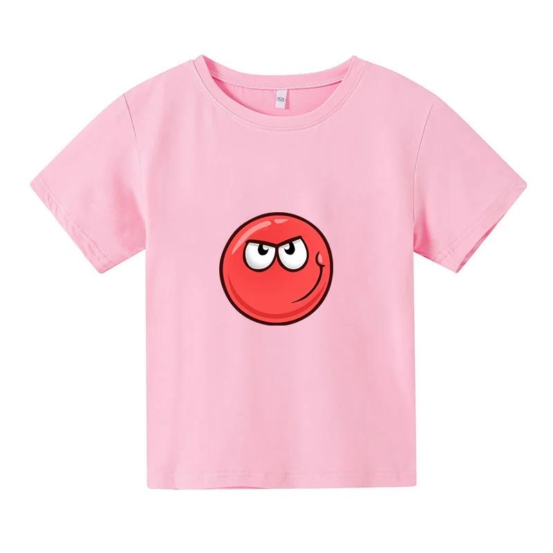 2025 Kinder Niedlich ROTER BALL 2. Druck Kleidung Kinder Sommer Mode T-Shirt Jungen Cartoon T-Shirts Mädchen Kurzarm Lässige Oberteile 150 rosa