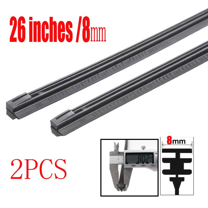 2 Stück 6 mm/8 mm Scheibenwischer-Nachfüllungen für Metall-Stents-Wischer 14 Zoll, 16 Zoll, 22 Zoll, 24 Zoll, 26 Zoll. 26 inches 8mm 2PCS schwarz