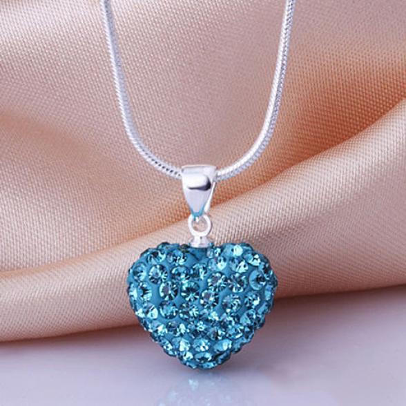 Orion Damen-Halskette mit Vogue-Kristallsteinen, Liebesherz-Anhänger, Halskette, Schmuck One Size see-blaue