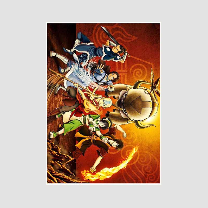 Klassisches Anime-Poster „Avatar – Der Herr der Elemente“, Retro-Poster aus weißem Papier, Wandkunst, Malerei, Wohnkultur, Wandbild, Wohnzimmer-Dekoration, Ästhetik 42x30cm