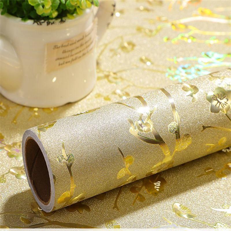 Luxus Gold Silber Folie Tapete selbstklebende Wandaufkleber Küche Wohnzimmer Badezimmer Wandpapier Möbel Renovierung 60cm x 3m
