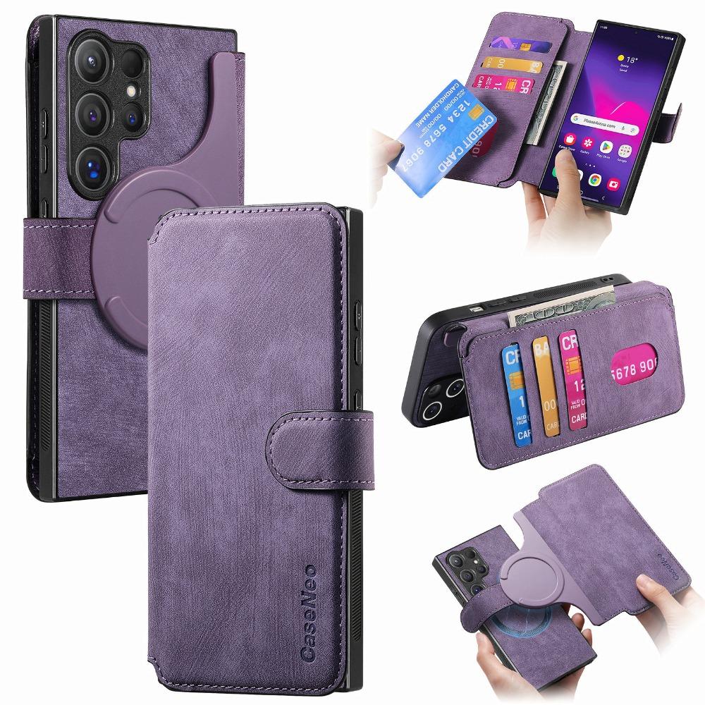 Karten Geldbörse Magnetische Klapphülle für Samsung Galaxy S25 S24 Ultra S22 S23 FE S21 A56 A35 A26 A16 A55 A54 A35 A25 A05S A05 Galaxy S24 Plus gray