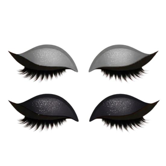 2 Paare Lidschatten-Wimpern-Patch für Faule 2-in-1 Lidschatten-Wimpern Make-up-Aufkleber Wiederverwendbare Augen-Make-up-Aufkleber mit falschen Wimpern Schatten J