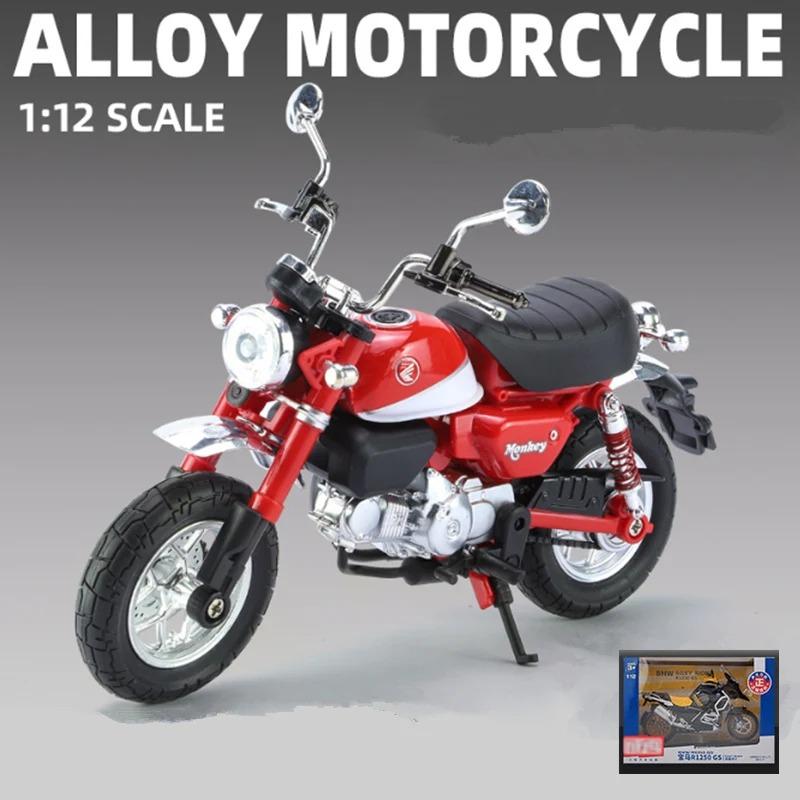 1/12 Honda Monkey 125 Legierung Sport Motorrad Modell Diecast Street Racing Motorrad Modell Simulation Sound Licht Kinder Spielzeug Geschenk rot