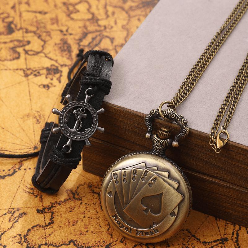 2-teiliges Set, Taschenuhren für Herren, 1 klassische Herren-Quarz-Taschenuhr und 1 lässiges Sportarmband für Herren, ideale Wahl als Geschenk für Männer