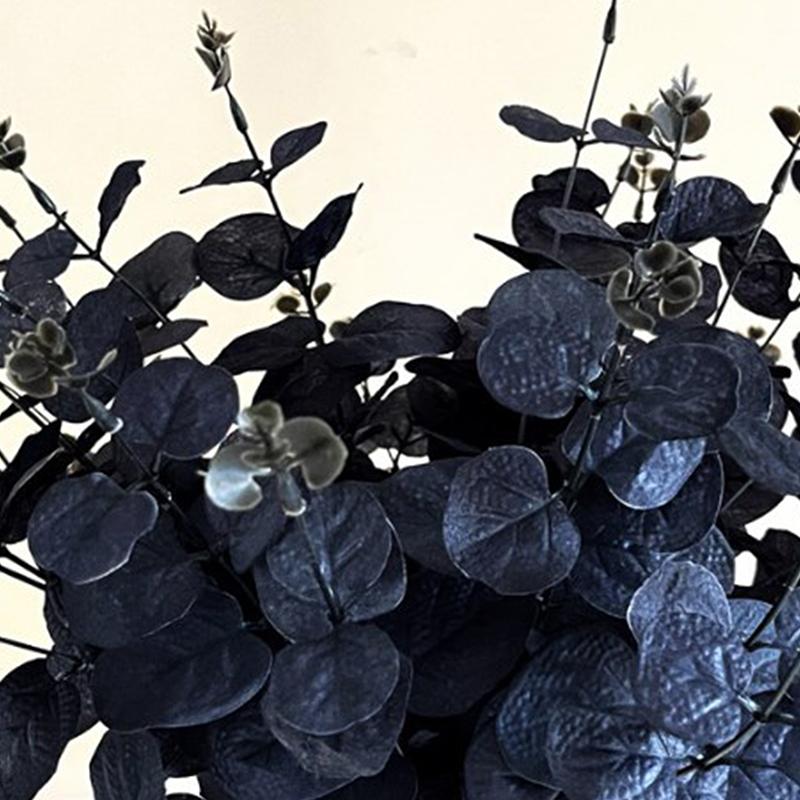 34cm Schwarze Eukalyptus Kunstblumen für Raumdekoration Schreibtisch Kunstblumen Weihnachts Neujahrsdekor schwarz