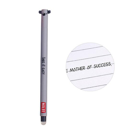 Radierbarer Stift 0,7 mm Schwarze Tinte mit hautfreundlichem Soft-Griff Niedliche Tierkappen Druckknopf-Design Nachfüllbare Stifte Schulbedarf G schwarz