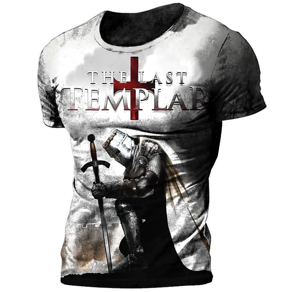 Sommer T-shirt männer Kurzarm Shirt Vintage Templer Grafik 3D Druck T-shirt Casual Übergroße Kleidung Hohe Qualität Tops XL