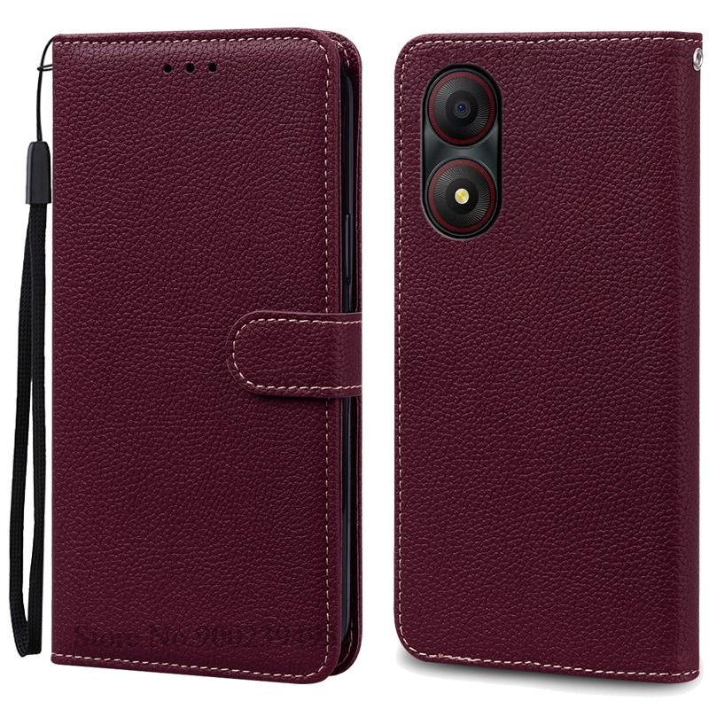 Für ZTE Blade A34 Hülle Brieftasche Leder Flip Back Cover Für ZTE Blade A34 Hülle Weiche Silikon Funda Für ZTE Blade A34 Handyhüllen For ZTE Blade A34 wein rot