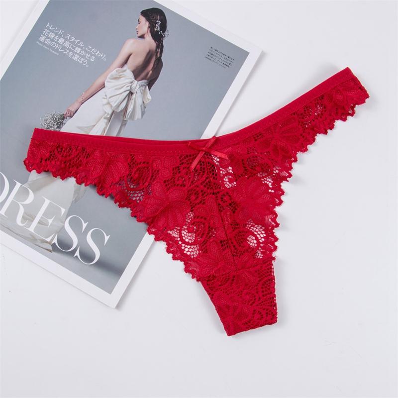 Blumenhöschen G-String Kurze Damen Unterhose mit niedriger Taille Tanga Dessous Nachtwäsche Dessous Unterwäsche Tangas Calcinhas Bragas L rot