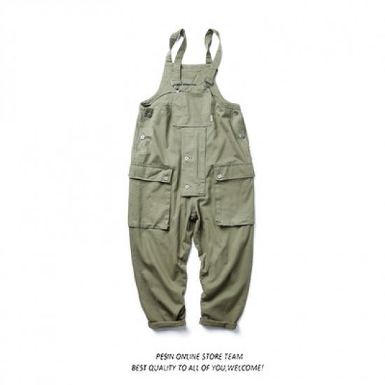 Lässiger Einteiler-Overall für Herren, Arbeitshosen für Herren, Arbeitskleidung trendiger Markenarbeiter, lockere Hosenträgerhosen 2XL armee grüne