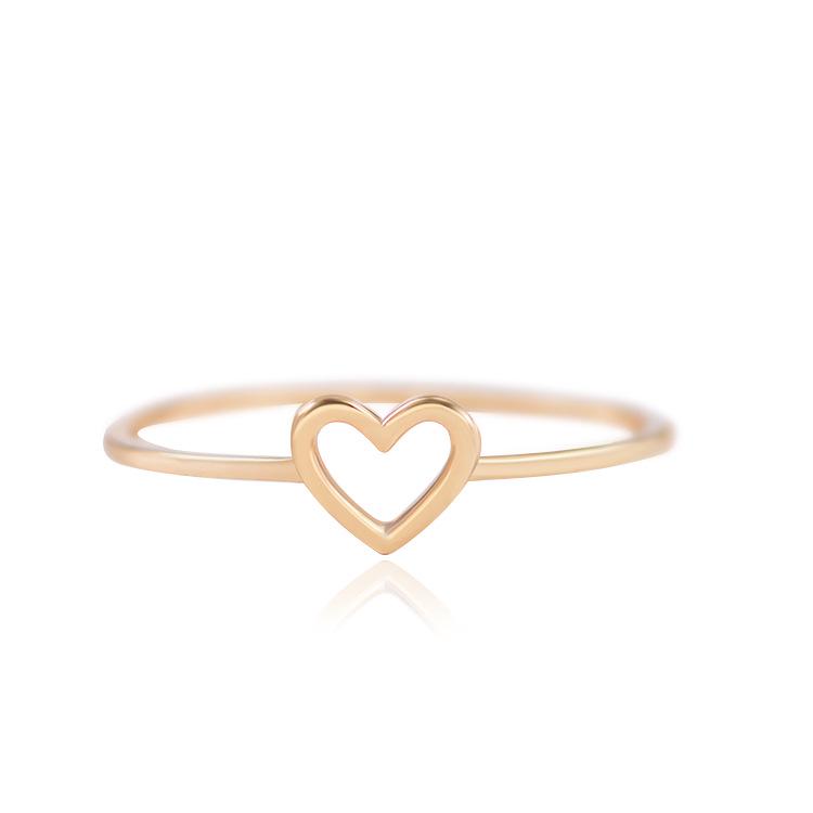 Frauen einfache hohle herzförmige Ring Mode Liebe Ring Hochzeit Freundinnen Geschenke Schmuck No.7 gold