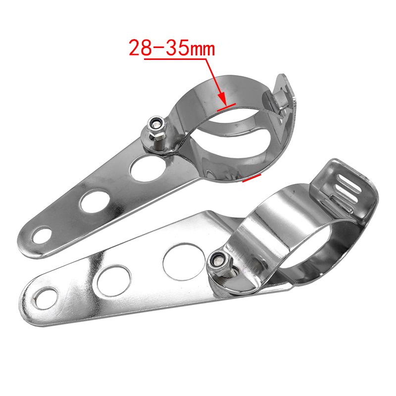 Universal Motorrad Scheinwerfer Montage Halterung Gabel Ohren Teller Halterung Klemme Halter für Chopper Bobber Cafe Racer Zubehör Size 2 silber