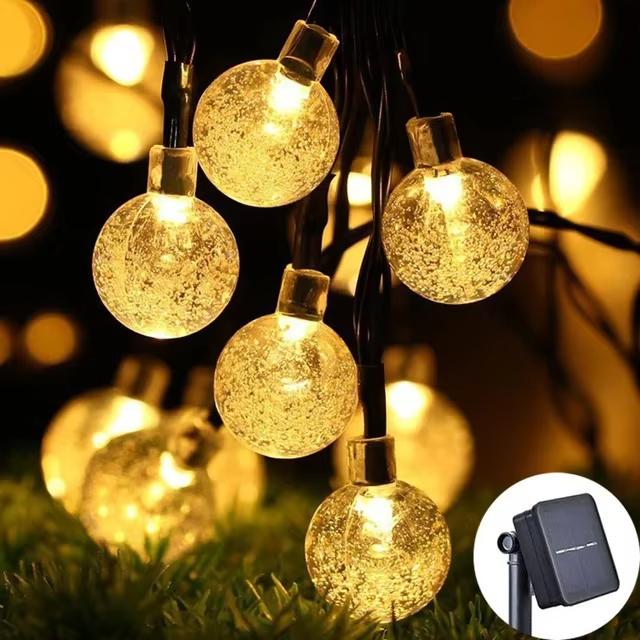 Solar Kristallkugel Lichterkette Wasserdicht Outdoor LED Lichterkette mit 8 Modi für Garten Terrasse Hof Weihnachtsbaum Party Dekoration 4.5M 30LEDs warm weiße