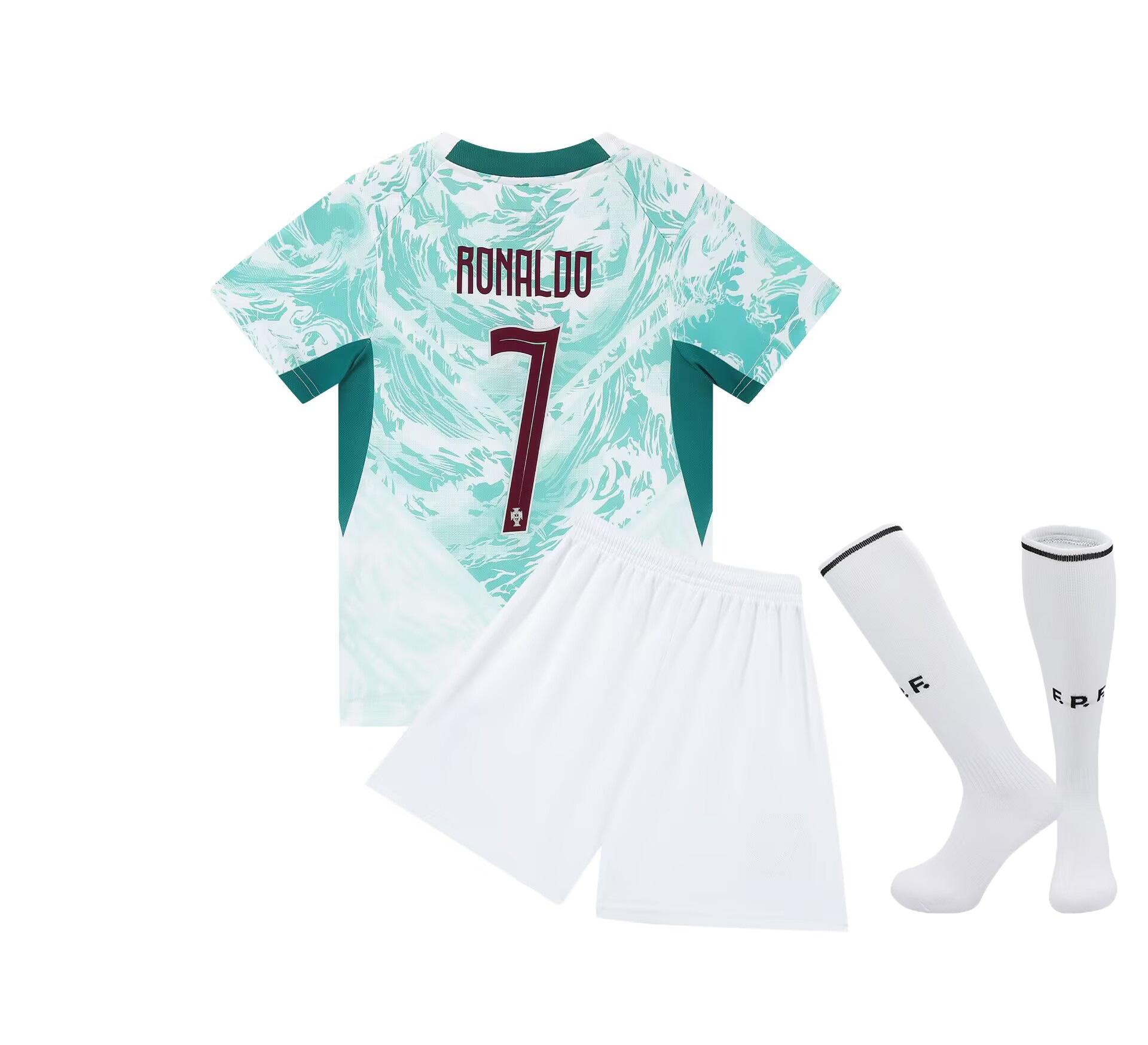 27 Portugal Auswärts Grün Nr. 7 Nationalmannschaft Fußballtrikot Kinderkleidung Erwachsenen Set Größe 14-3XL S/170