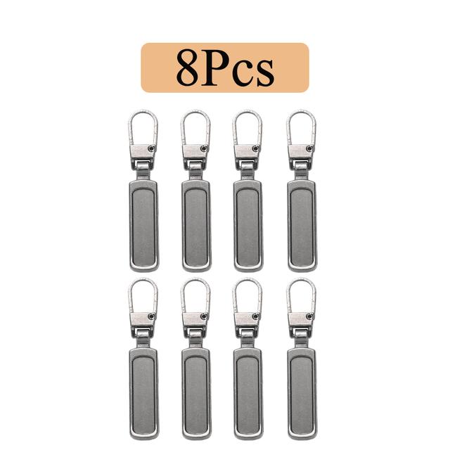 Abnehmbarer Reißverschluss-Abzieher, Ersatzlasche, Reißverschluss-Schieber, Kopf-Reparatur-Set für Koffer, Gepäck, Rucksäcke, Geldbörsen, Handtaschen, Mäntel 8PC grau