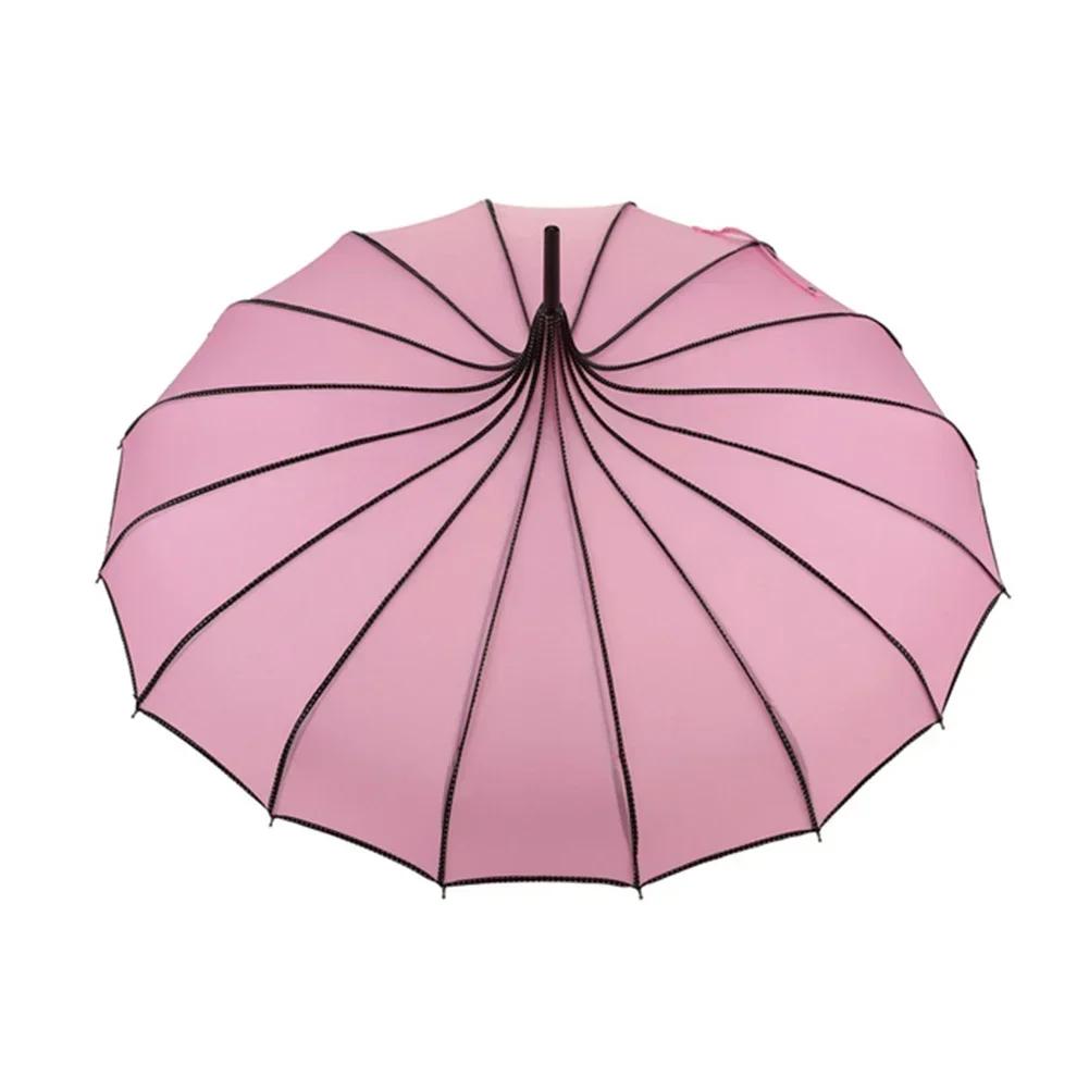 Vintage-Pagodenschirm, 16 Knochen, langer Griff, Regenschirme, UV-Schutz, Sonnenschirm, winddichter Sonnenschirm für Damen