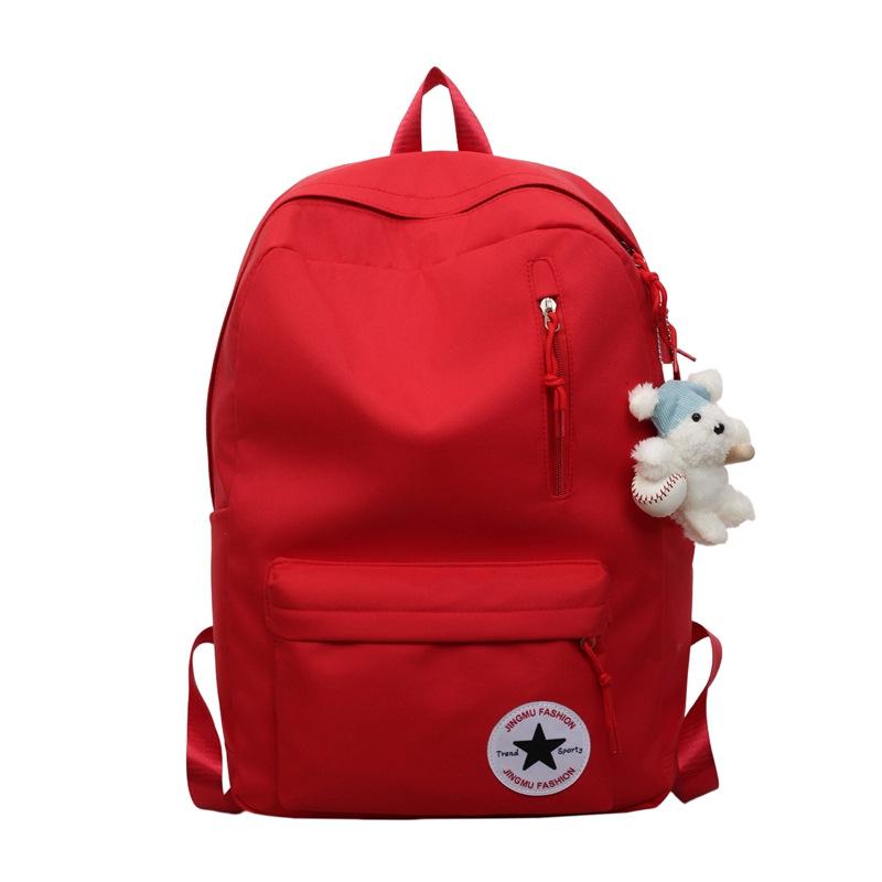 Schultasche Neuer Einfacher Rucksack Mode Mittel- und Oberschüler Schultasche Leicht Lässig Vielseitig Campus Rucksack Großhandel with accessories rot
