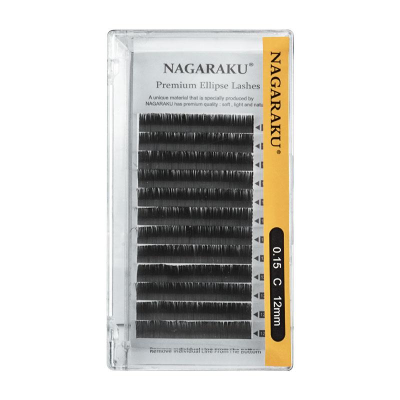 Ellipsen-Wimpern, geteilte Spitzen, NAGARAKU, Farbe Mattschwarz, Grau, 12 Linien, superweich, natürlich 0.15D mix 8-15mm