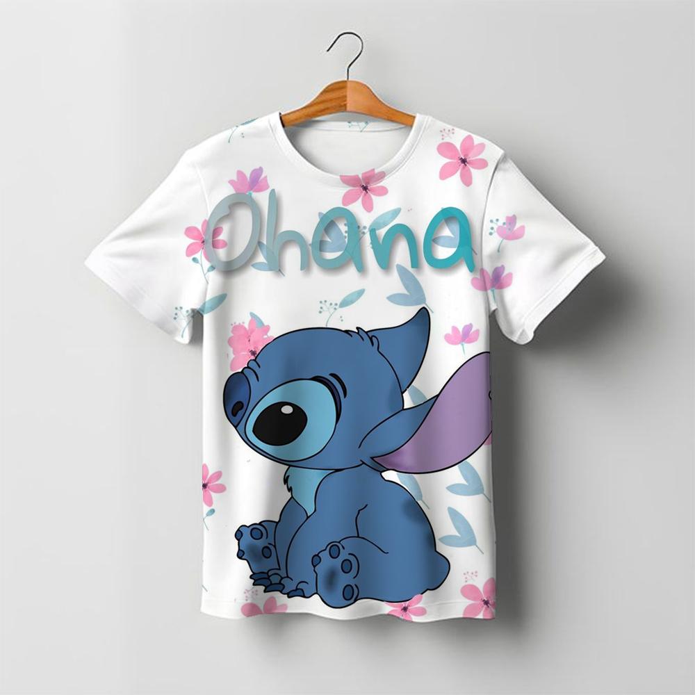 Mädchen Kawaii Stitch T-Shirt Kinder Mädchen Kleidung Kleinkind T-Shirts Kinder Kleidung 2025 Sommer Kurzarm Kinder Jungen Cartoon T-Shirt Tops 150 gray