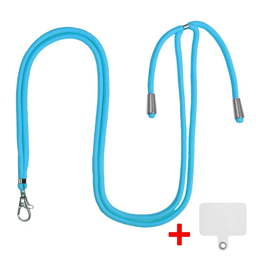 1 x verstellbares Umhängeband für Mobiltelefone, mit transparenter Lasche für die meisten Handyhüllen mit vollständiger Abdeckung. blau