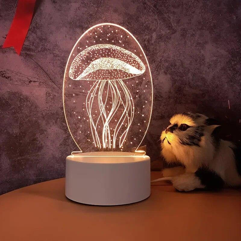 3D-Lampe, Acryl-LED-Nachtlichter, Bär, Dinosaurier, Kind, Nachtlicht, LED für Schlafzimmer, Dekoration, Weihnachtsdekoration, Hochzeit, Party, Gastgeschenke USB Warm Light orange