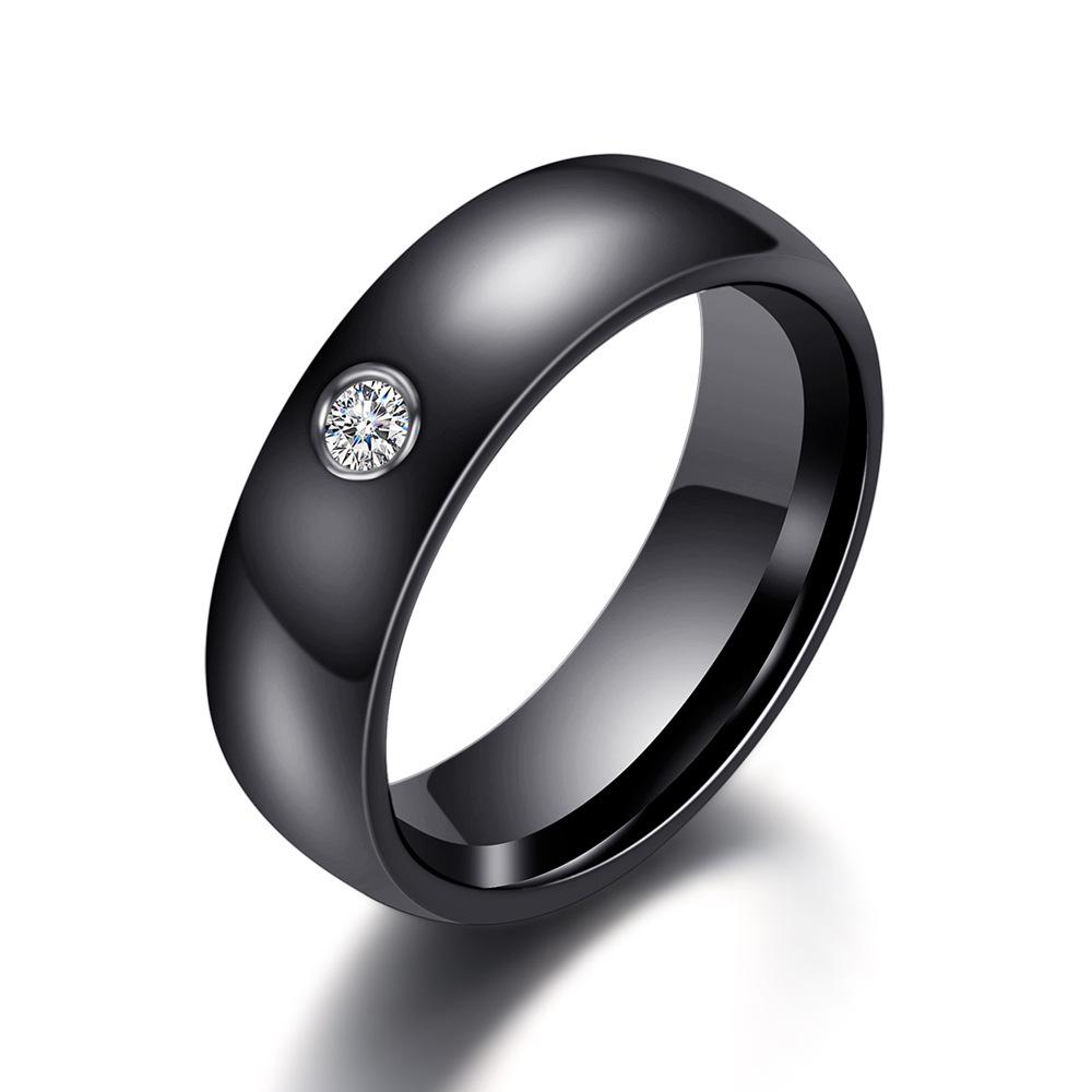 Schwarz-weißer Keramikring, modischer Herren- und Damen-Trend-Paar-Diamant-Ring-Schmuck 6 schwarz