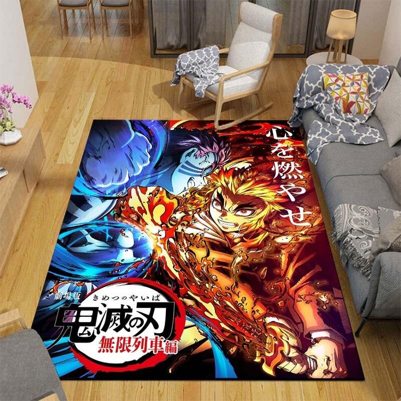 Demon Slayer Teppich Outdoor Teppich Kinder Schlafzimmer Küche Teppiche Bodenmatte Wohnzimmer Anime Cartoon Bodenteppich 40cm x 60cm