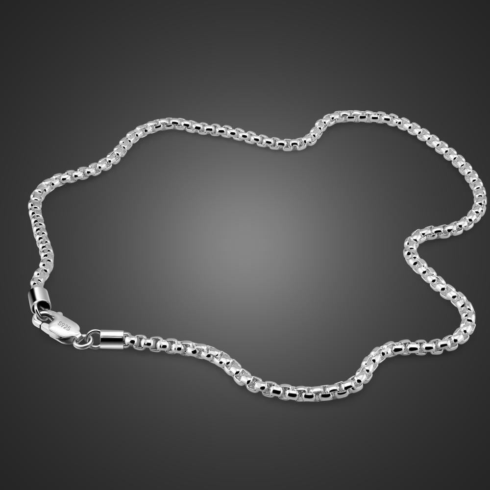 Echter massiver Silberschmuck für Herren, 100 % 925er Sterlingsilber, 3 mm, 45,7 bis 71,1 cm, Halskette, Silberkette für Herren/Jungen, Geschenk 45cm