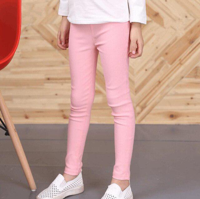 Kinder Kleidung Mädchen Hosen Mode einfarbig Mädchen Leggings Babys Mädchen Dünne elastische Bleistift Hosen 140 rosa