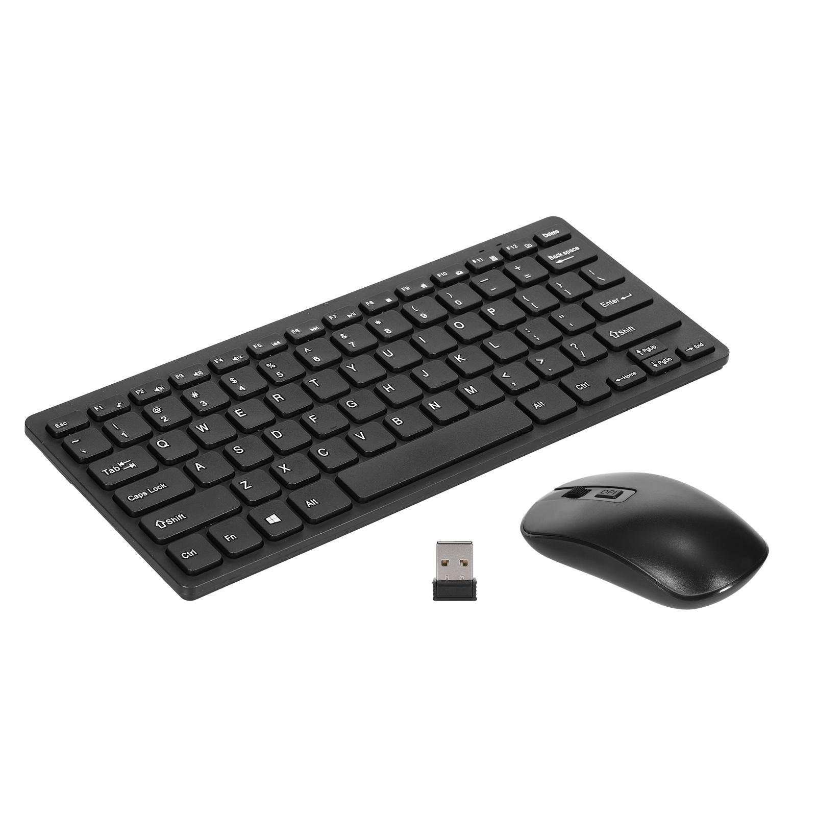 KM901 Tastatur-Maus-Kombination, 2,4 G, kabellos, 78 Tasten, Mini-Tastatur und Maus-Set, tragbare Büro-Kombination schwarz