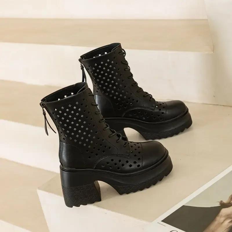 Echte Damen Sommerstiefel Mode High Heels Stiefeletten für Damen Schuhe Damen Einfarbig Damen Sommer Stiefeletten Schuhe 40 schwarz