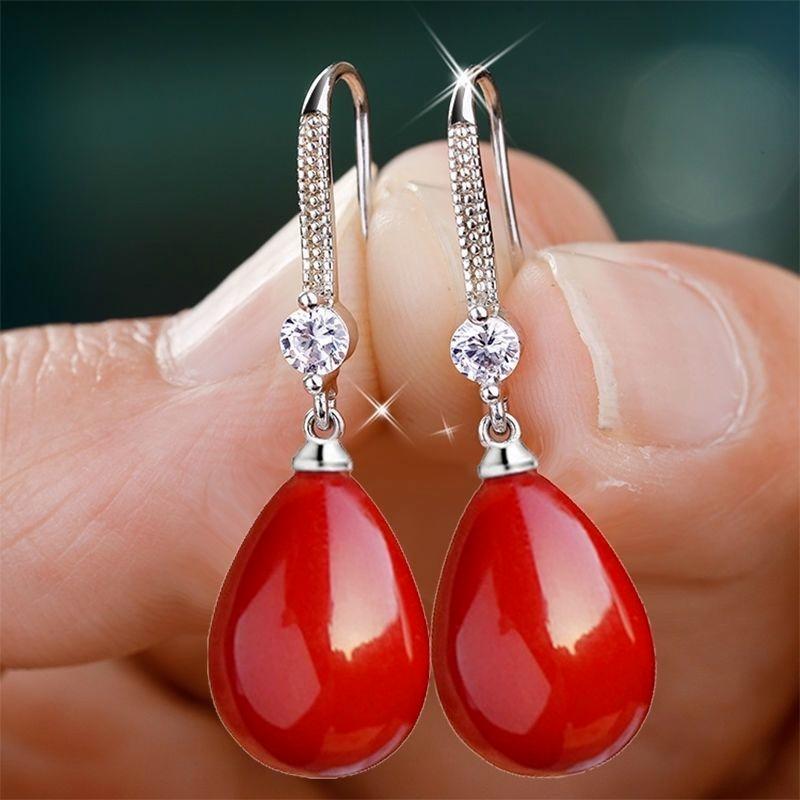 Mode Silber Farbe Wassertropfen Imitation Perlen Tropfen Ohrringe für Frauen Elegante Glänzende Runde Imitation Perlen Stud Ohrringe 2 brown