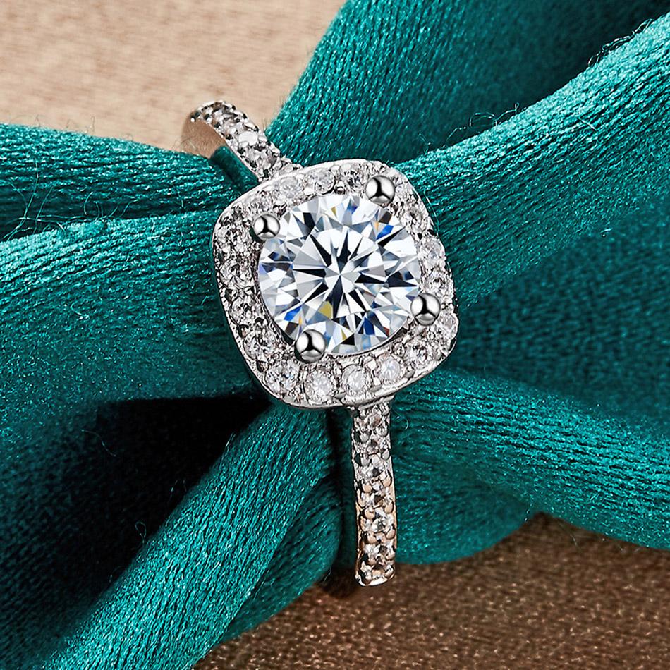 925 Sterling Silber Quadrat AAAAA Zirkon Charm 7 8 9 10 Ring für Damen Modeschmuck 10