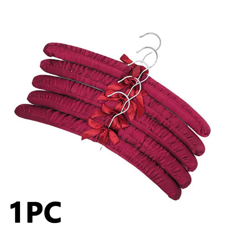 1PC Kleidung Shop Kleiderbügel Seide Umwickelt Lagerung Halter Schwamm Kleiderbügel Gepolsterte Kleiderbügel Satin rot