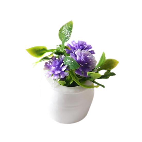 Modellspielzeug, exquisite Details, Mini-Topfpflanze, langlebiges Puppenhaus-Dekor violett