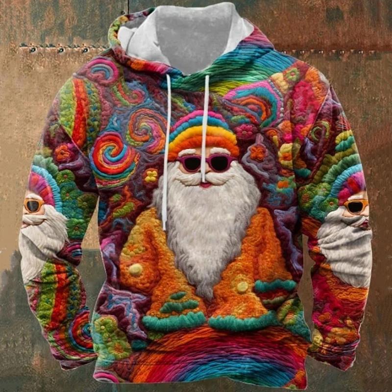 Lustiger bunter Weihnachtsmann 3D-Druck Hoodies für Männer Kleidung Mode Cartoon Y2k Weihnachtsgeschenke Sweatshirt Weihnachten Frauen Pullover L