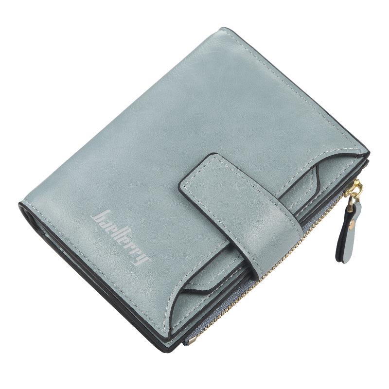 Baellerry Damenmode Kurze Geldbörsen Pu-Leder Haspe Reißverschluss Geldbörse Kleine Clutch hellblaue