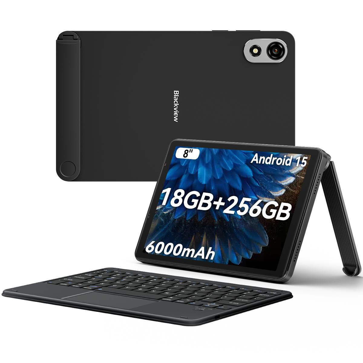 Blackview ZENO 1 8 Zoll HD-Bildschirm AI Tablet Android 15 4/6GB RAM 64/256GB ROM 6000mAh Motor 0820 Tablet 6+256 with a keyboard schwarz