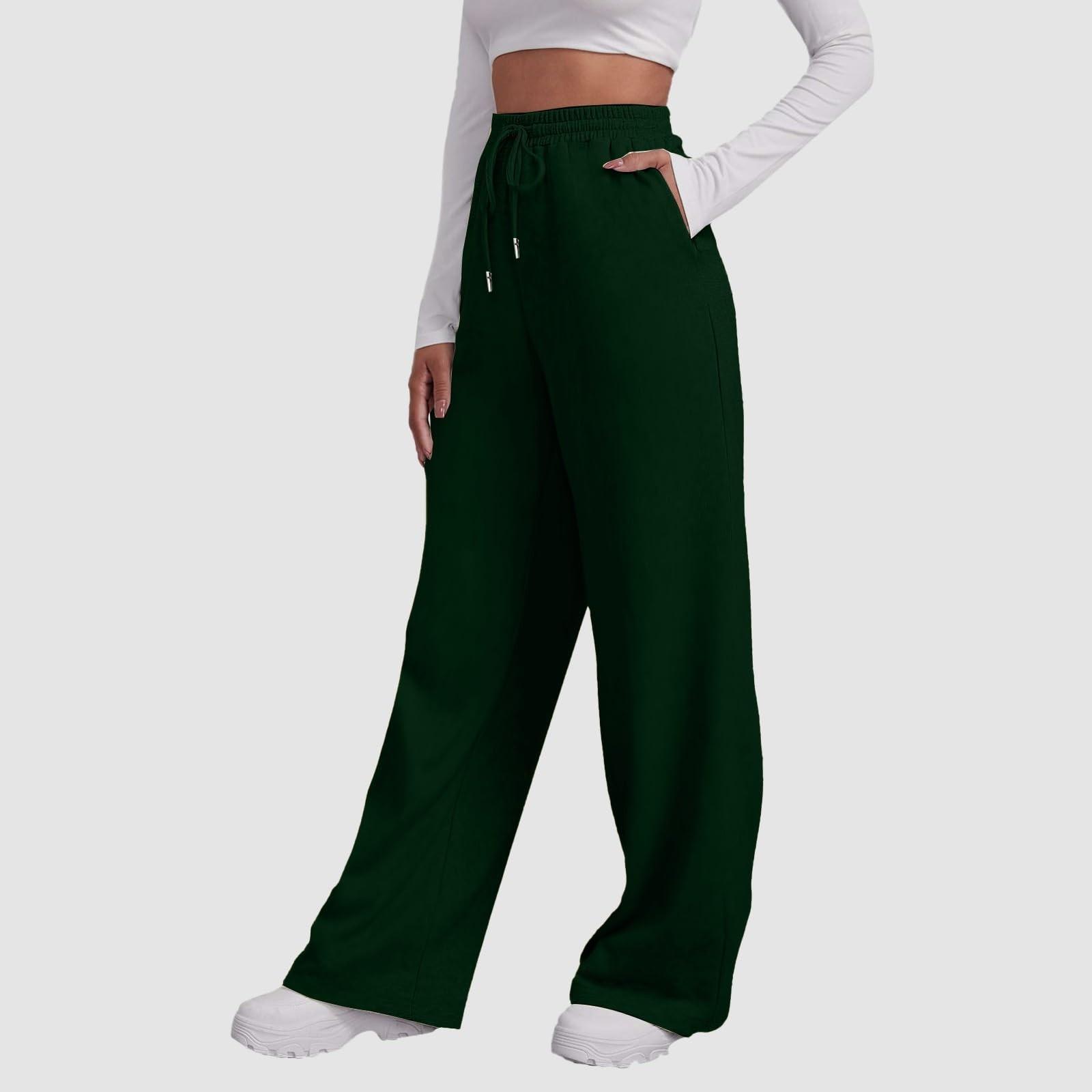 Damen-Jogginghose mit hoher Taille und weitem Bein, lässige Yoga-Jogginghose M