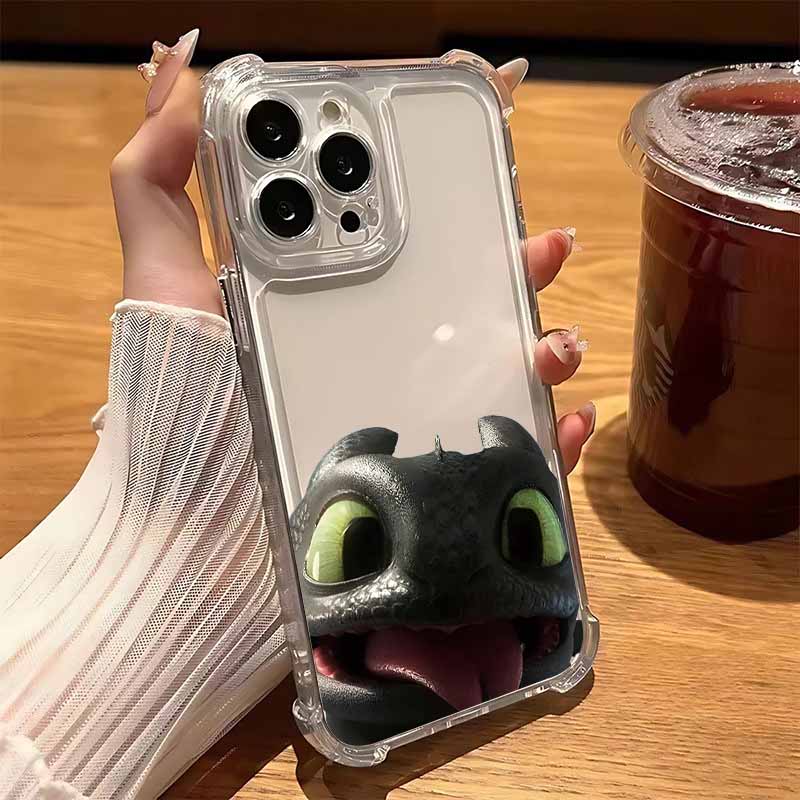 Liebes Paar Toothless Für iPhone 17 AIR 16E 16 15 14 13 12 mini Pro Max Plus Ecken Anti-Fall Transparente Handyhülle iPhone 16 Plus