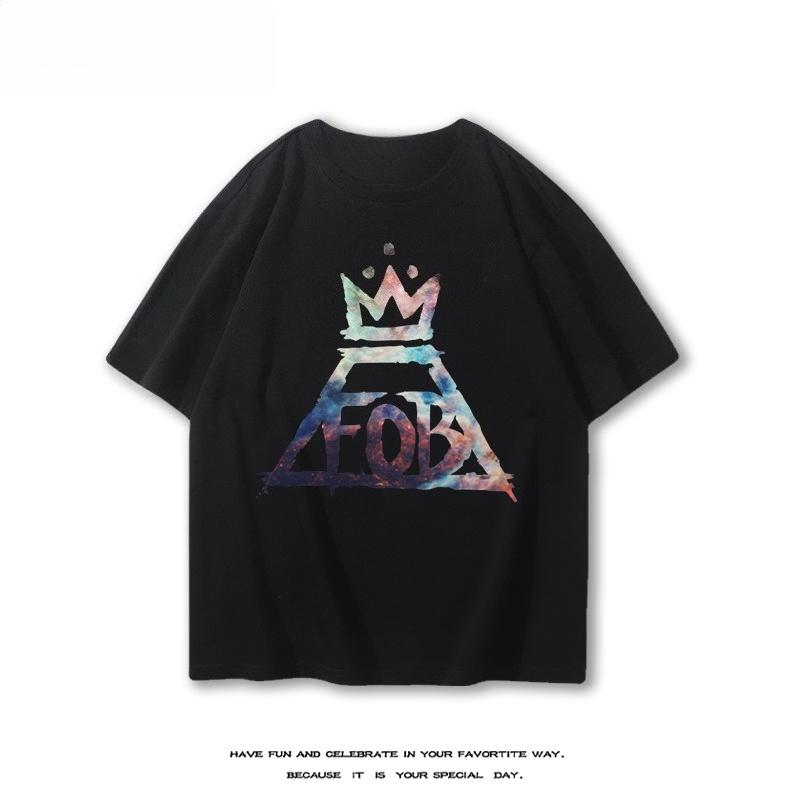 Fall Out Boy Rock Band Peripherie Kurzarm T-Shirt für Unisex und Damen Sommer Personalisiert und Vielseitig Lässiges Oberteil L gray