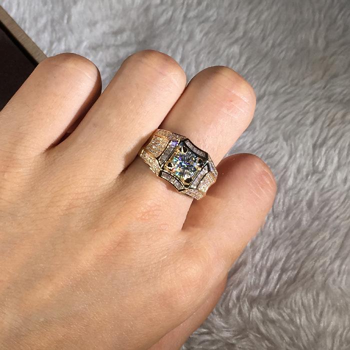 Neue Mode Goldener Zirkon Atmosphärischer Punk-Stil Hip-Hop-Ring Schmuck Luxus Bankett Damen und Herren Verlobungsring Feiner Schmuck 6 beige