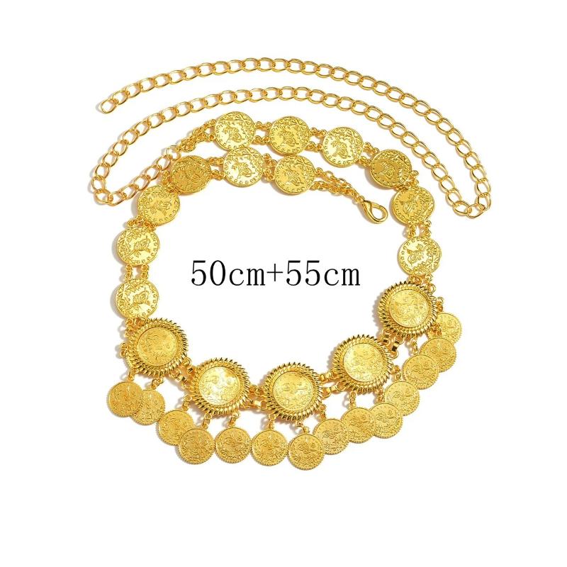 Marokkanischer Stil Gürtelschmuck Kette Metall Ausgestanzt Geometrisches Muster Vintage Brautkleid Performance Gürtel beige