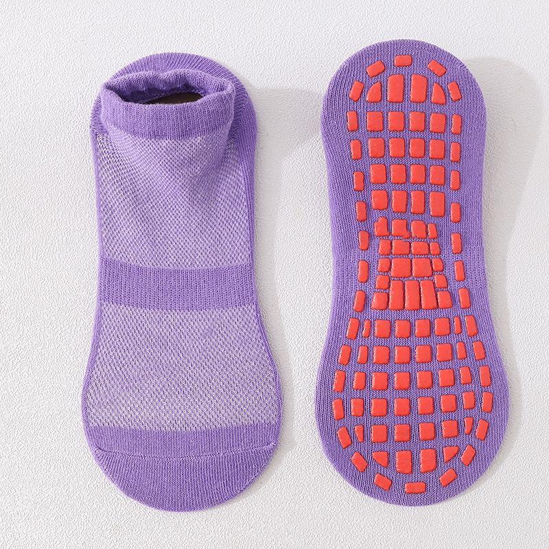 Plus Size Winter Damen Yoga Socken Schnelltrocknende Silikon Rutschfeste Bodensocken Atmungsaktive Baumwolle Tanz Ballett Warme Socken Kinder Bodensocken EUR36-43 violett