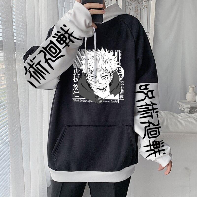 Japan Anime Jujutsu Kaisen Itadori Yuji Manga Hoodies Männer Frauen Mode Streetwear Winter Lose Beiläufige Langarm Sweatshrts M schwarz