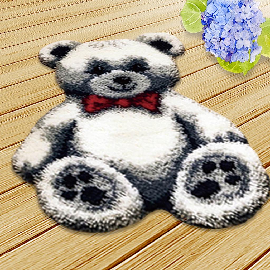 Toy Bear Knüpfsets, Teppiche, Kissen, Bastelarbeiten, Stickereien für Anfänger, Weiß 50 x 40cm weiß