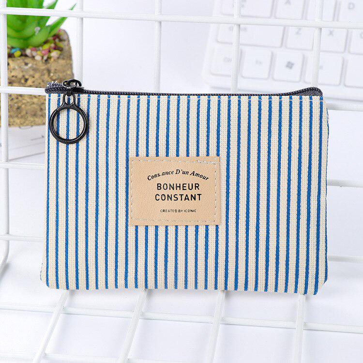 1PC Unisex Canvas Geldbörse Karte Schlüssel Mini Geldbörse Beutel Kleine Reißverschluss Geldbörse Kartenhalter Brieftasche himmelblaue